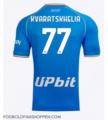 SSC Napoli Khvicha Kvaratskhelia #77 Hjemmebanetrøje 2023-24 Kortærmet